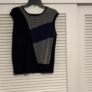 Worthington Black and Blue Patterned Tank Top